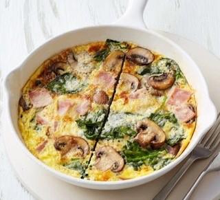Frittata au jambon, aux champignons et aux épinards